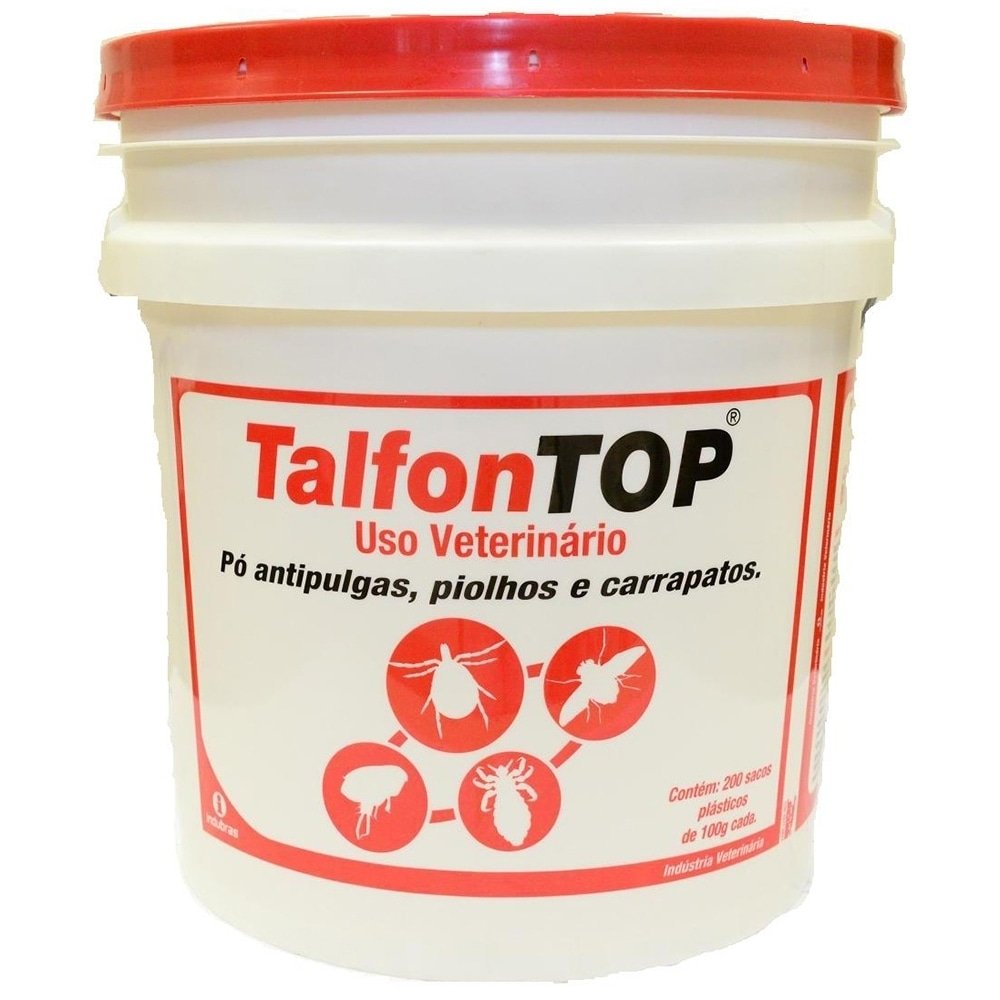 Talfon Top Indubras Inseticida Pó 100g Antipulga,Carrapato,Piolho  - Embalagem Balde com 200 Unidades