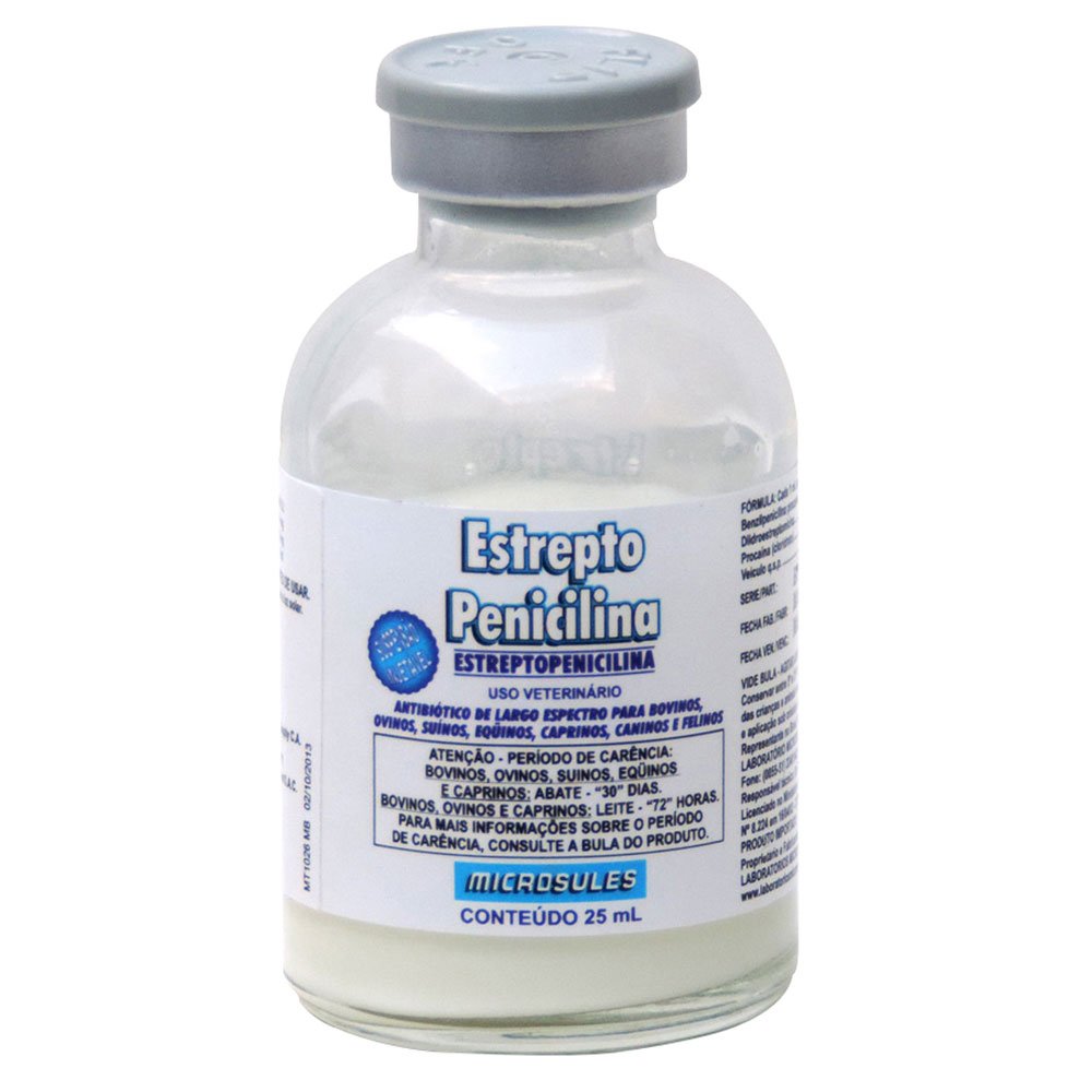 Antibiótico Microsules Estreptopenicilina Injetável 25ml - Embalagem com 12 Unidades