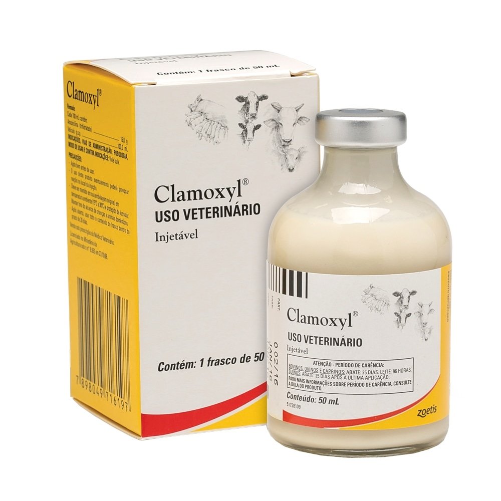 Clamoxyl Zoetis Amoxilina Injetável 50ml - Embalagem com 1 Unidade