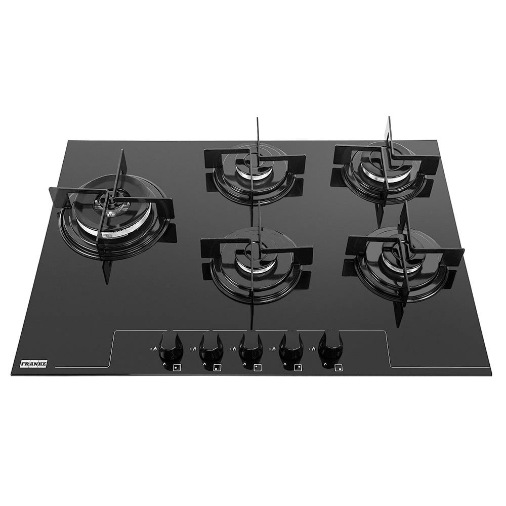 Cooktop a Gás 5 Bocas Franke Glass | Tripla Chama, Preto, Bivolt