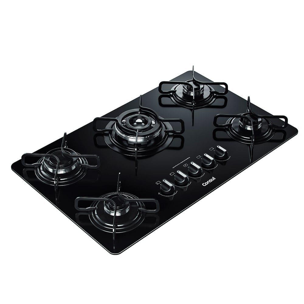 Cooktop a Gás 5 bocas Consul CDD75AE, Quadrichama, Preto, Bivolt