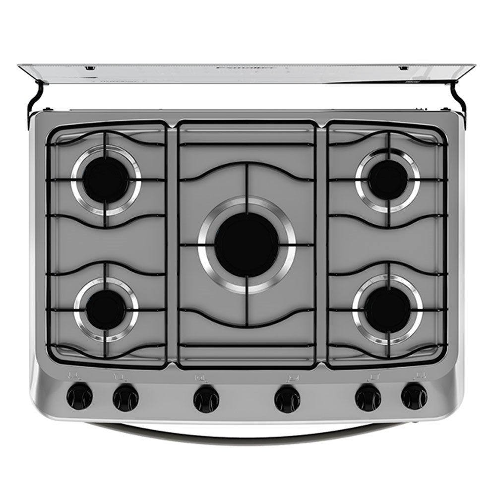 Fogão de Piso Esmaltec 5 Bocas Jade, Mesa de Inox, Acendimento Automático, Inox, Bivolt