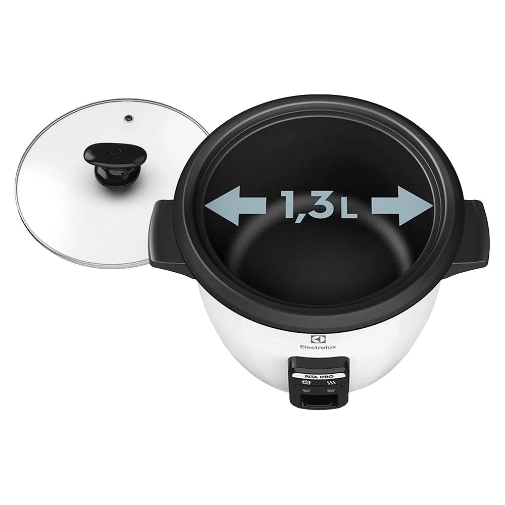 Panela Elétrica de Arroz Electrolux RCB50 - 7 Xícaras, 1,3 Litros, Desligamento Automático, Branca, 110V