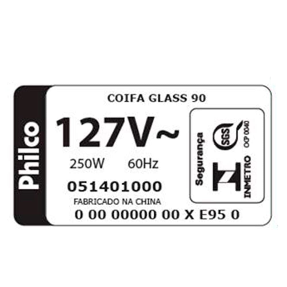 Coifa de Parede 90cm Philco, Glass, 3 Velocidades, Inox 220V
