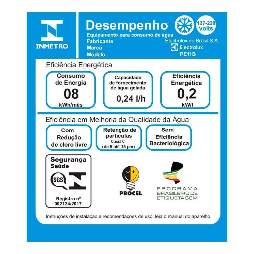 Purificador de Água Electrolux PE11B Branco, Bivolt