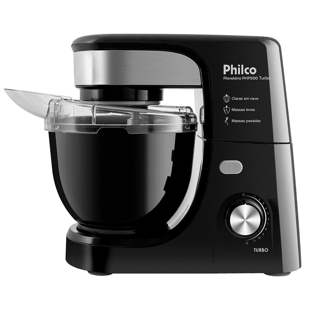 Batedeira Planetária Philco PHP500 Turbo - 12 Velocidades, 1 Tigela 700W, Preto, 220V