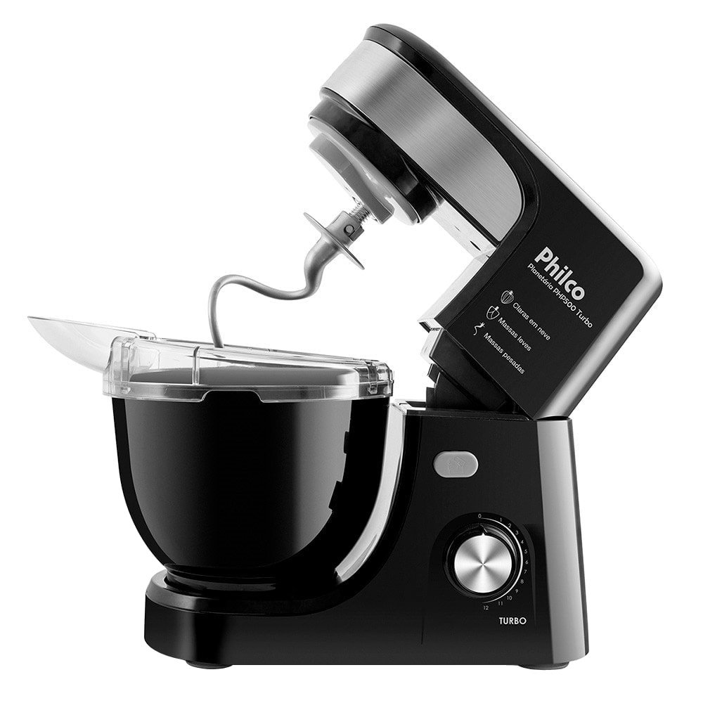Batedeira Planetária Philco PHP500 Turbo - 12 Velocidades, 1 Tigela 700W, Preto, 220V