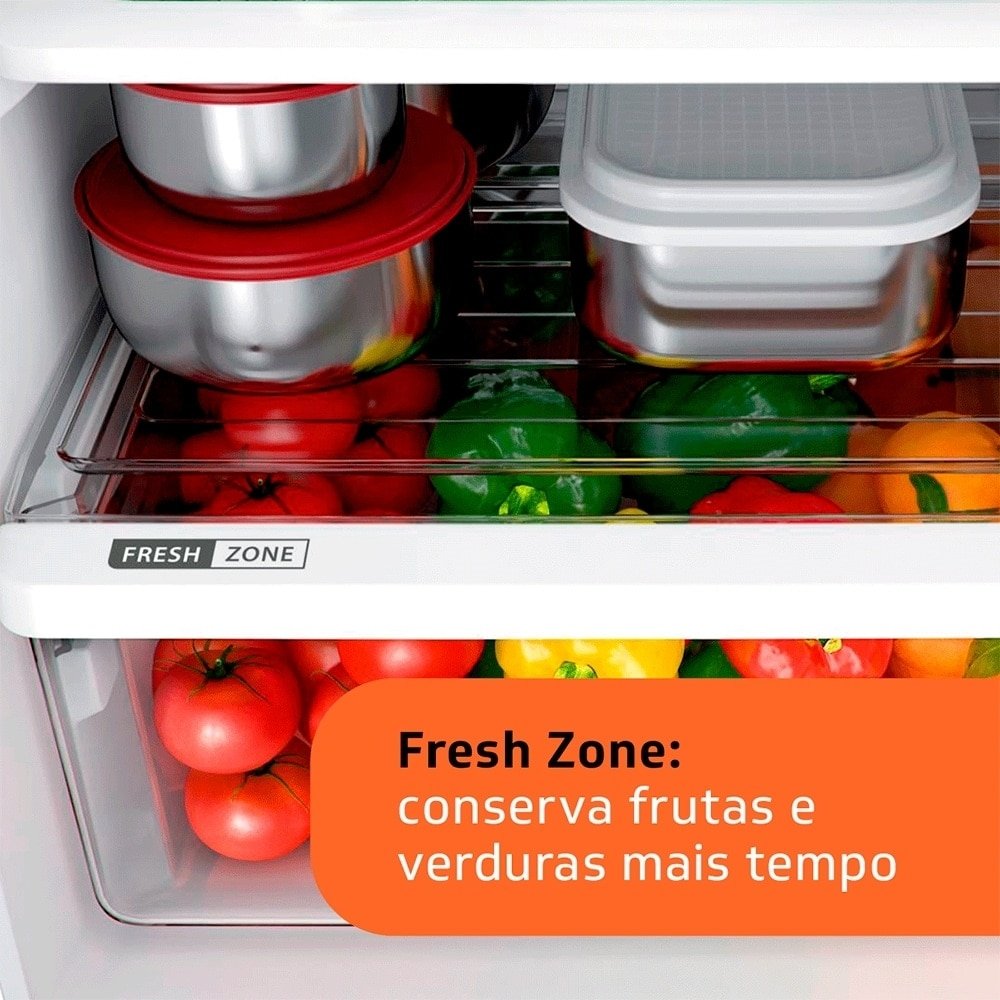 Geladeira/RefrigeradorBrastemp Duplex 375L BRM44HB - Frost Free, 2 Portas, Compartimento Extrafrio Fresh Zone, Branco, 110V