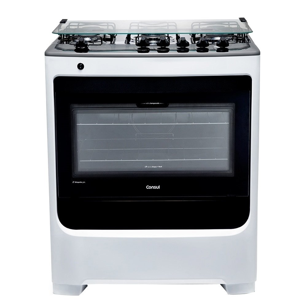 Fogão Consul 5 Bocas CFS5NAB - Botões Removíveis, Acendimento Automático, Branco, Bivolt