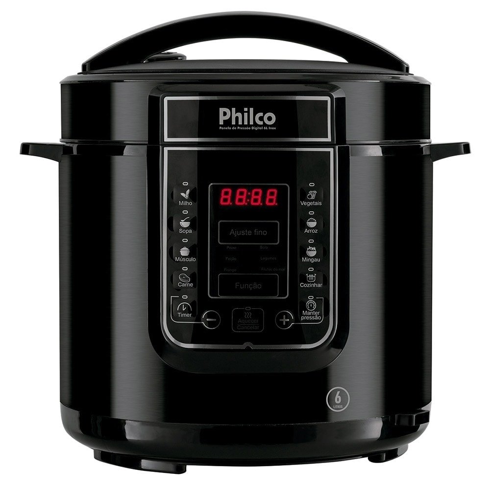 Panela Elétrica de Pressão Philco PPP01P - 6 Litros, Painel Digital, com 13 Funções, Preto, 110V