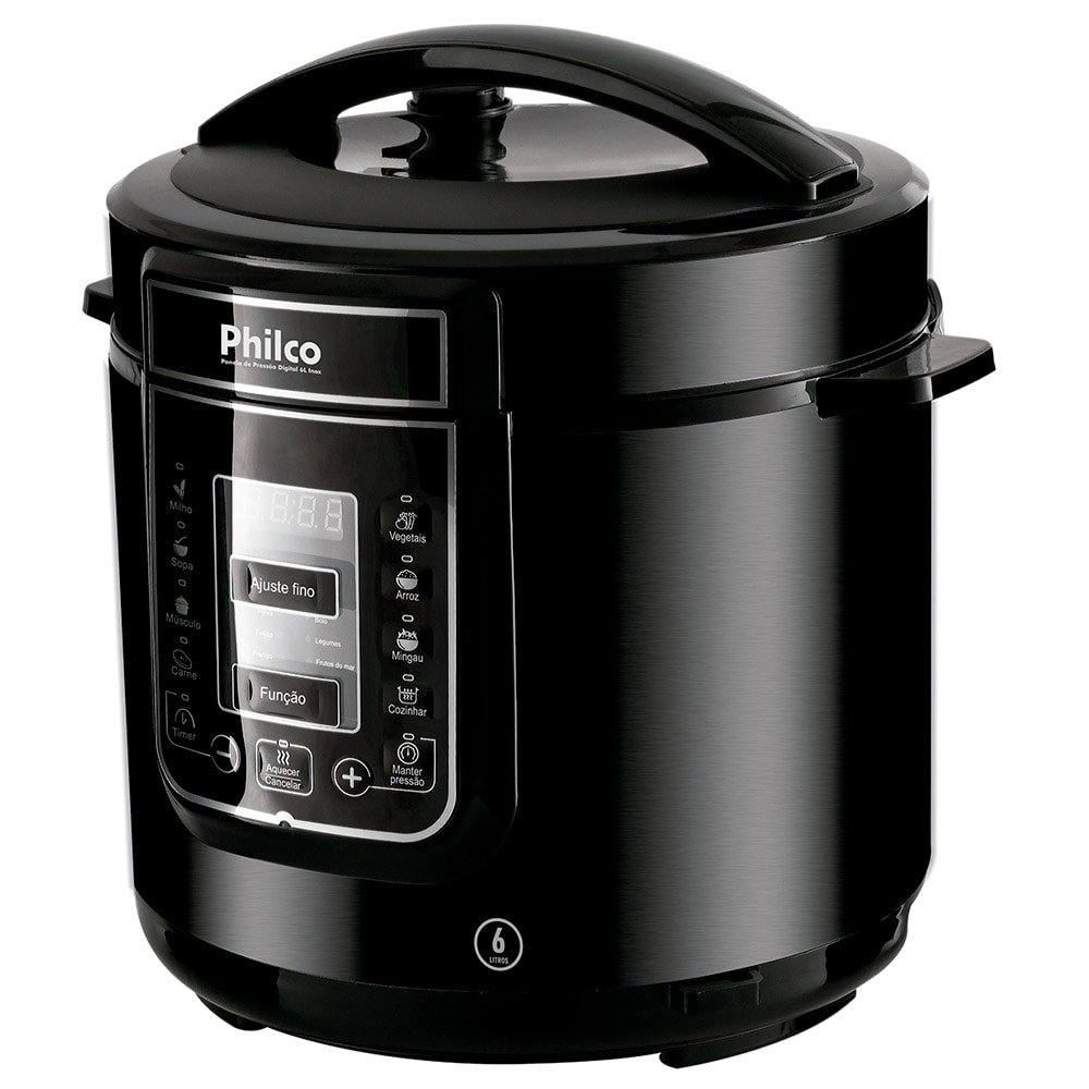 Panela Elétrica de Pressão Philco PPP01P - 6 Litros, Painel Digital, com 13 Funções, Preto, 110V