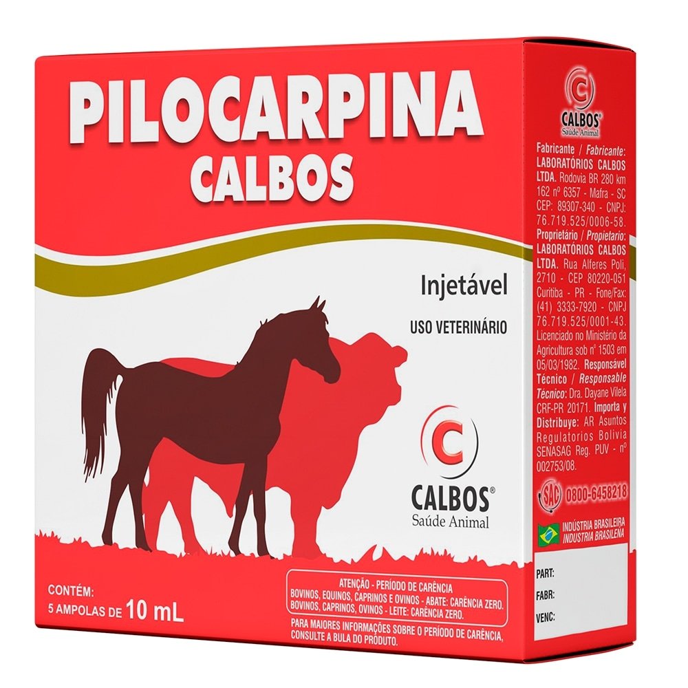 Pilocarpina Injetável Calbos 10ml - Embalagem com 5 Unidades