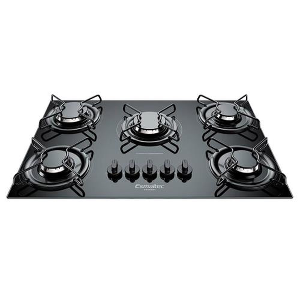Cooktop a Gás Esmaltec 5 Bocas Gourmet, Super Chama, Preto, Bivolt