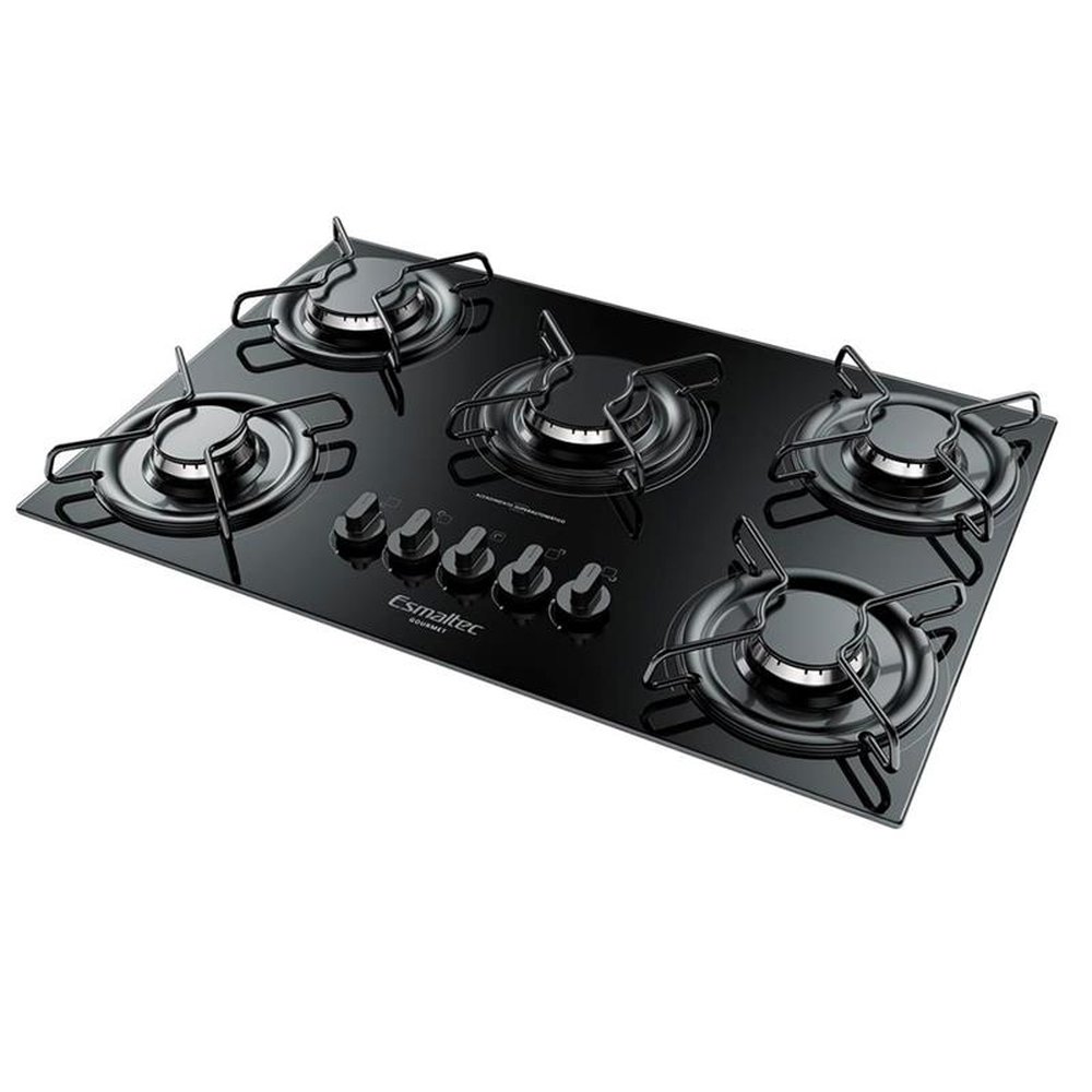 Cooktop a Gás Esmaltec 5 Bocas Gourmet, Super Chama, Preto, Bivolt