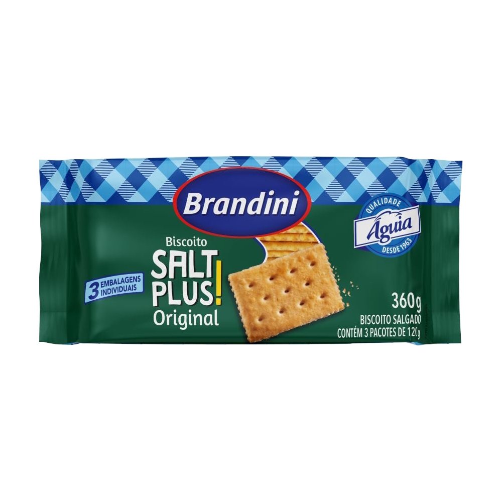 Biscoito Brandini Águia Salt Plus 360g Embalagem com 20 Unidades