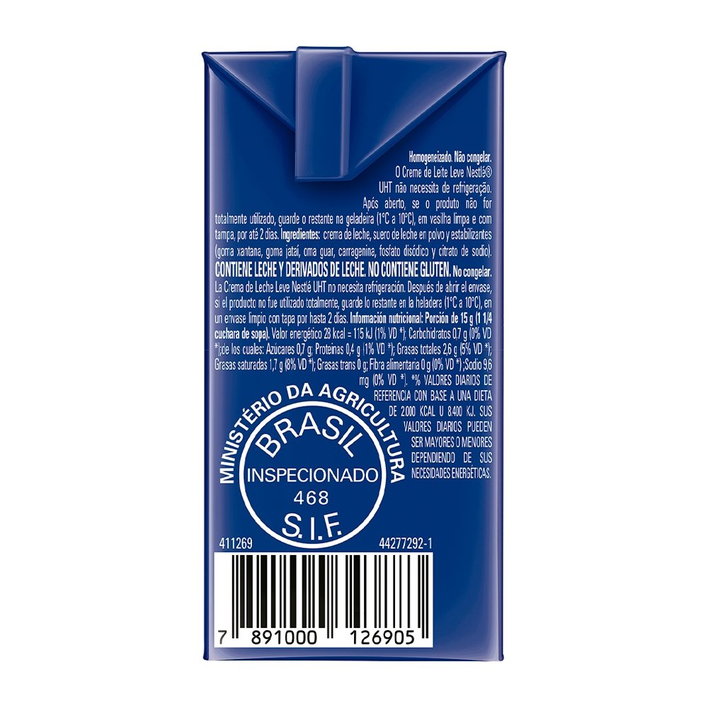 Creme de Leite Nestlé UHT 200g Embalagem com 27 Unidades