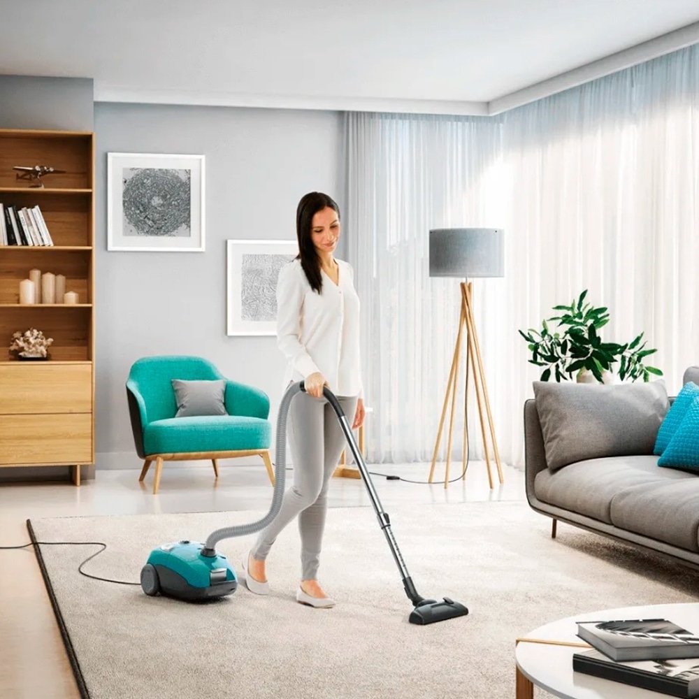 Aspirador de Pó Electrolux EQP20 Equipt - 1800W, com Saco, Filtro HEPA, Tubo Metálico e Acessórios, com Fio, Azul, 110V