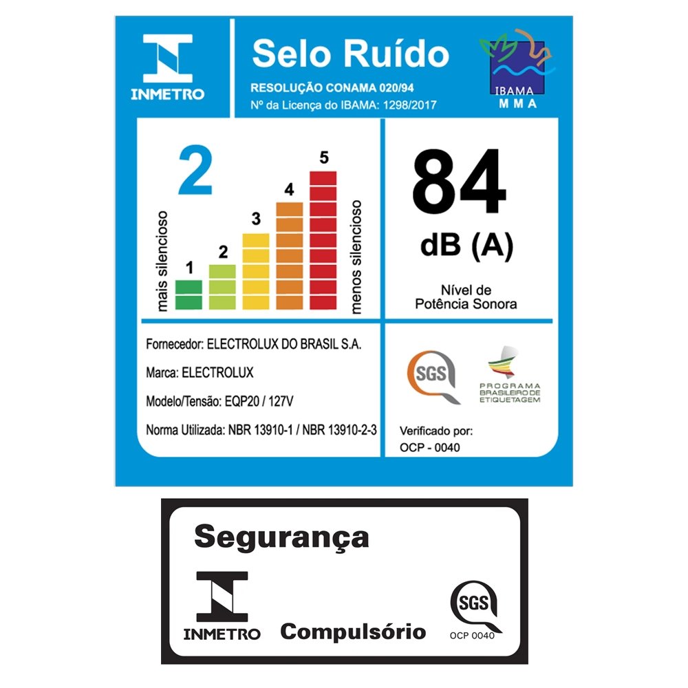 Aspirador de Pó Electrolux EQP20 Equipt - 1800W, com Saco, Filtro HEPA, Tubo Metálico e Acessórios, com Fio, Azul, 110V