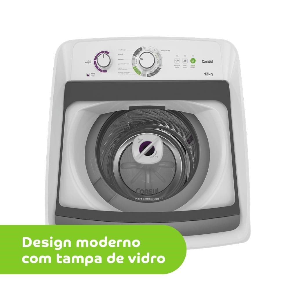 Máquina de Lavar Roupas 12Kg Consul CWH12AB - Ciclo Edredom, Dual Dispenser, Dosagem Extra Econômica, Branco, 220V