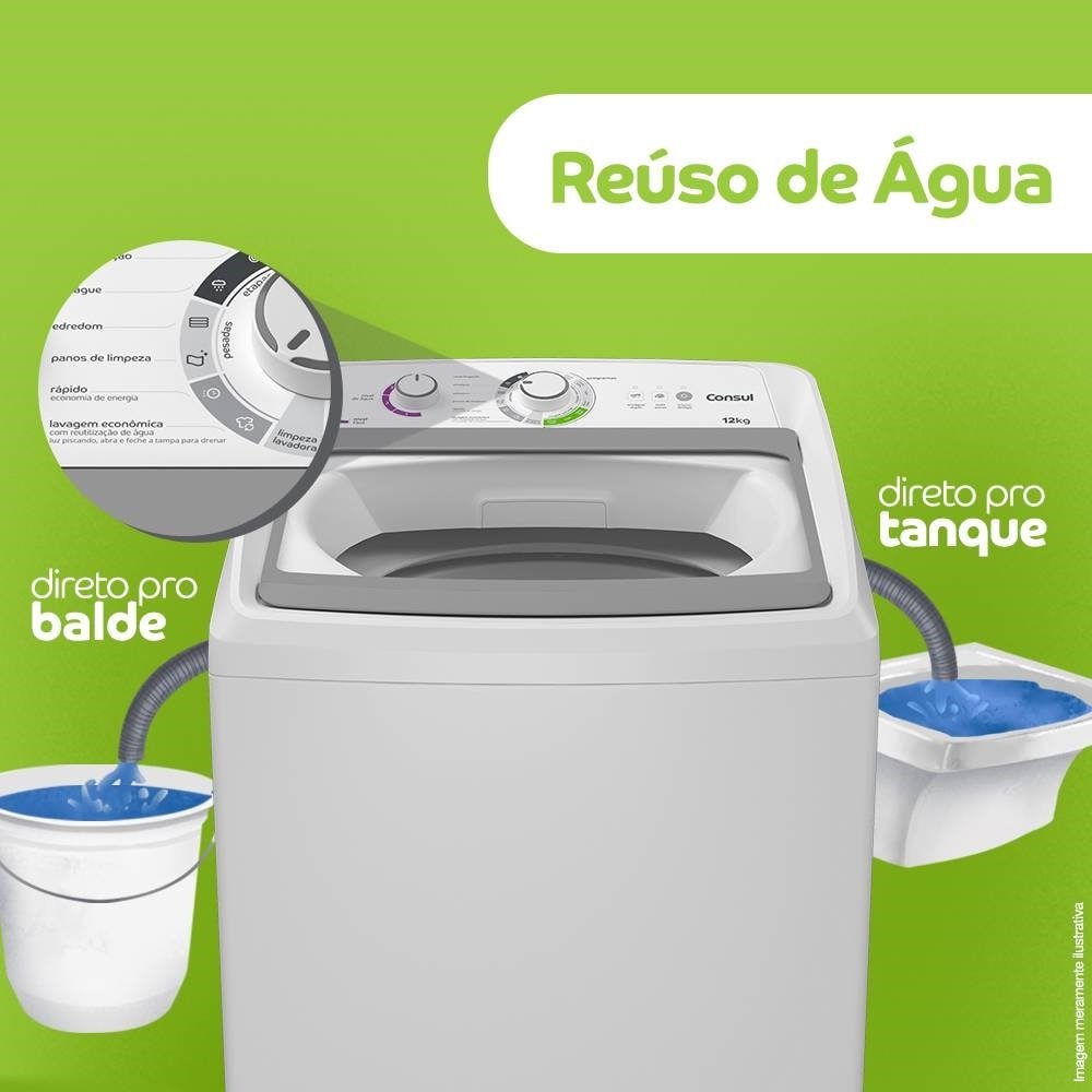 Máquina de Lavar Roupas 12Kg Consul CWH12AB - Ciclo Edredom, Dual Dispenser, Dosagem Extra Econômica, Branco, 220V