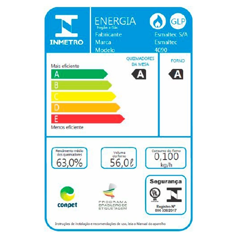 Fogão de Piso Esmaltec 4 Bocas Agata Glass - Mesa de Vidro, Acendimento Automático, Branco, Bivolt
