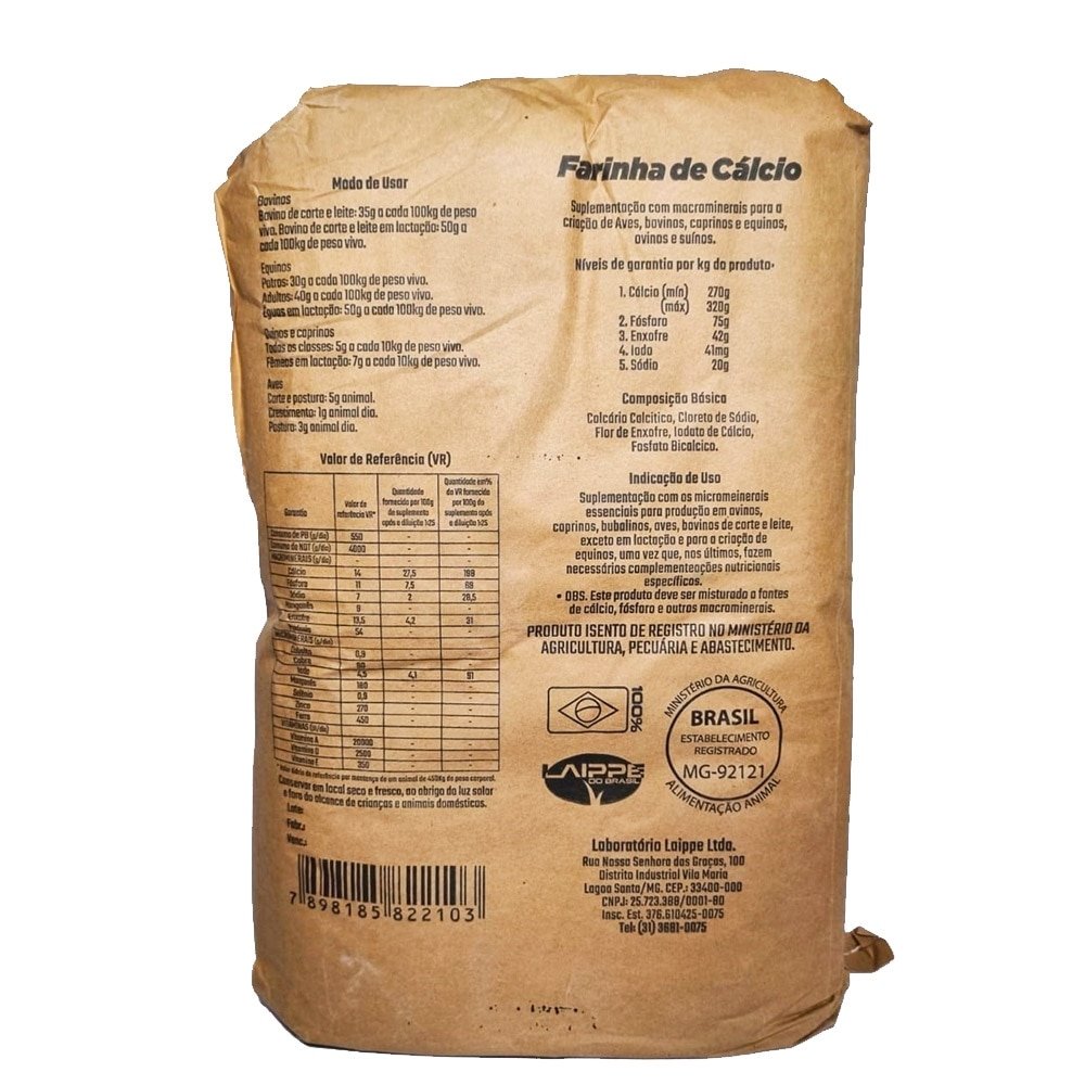 Farinha de Cálcio Laippe 1kg - Embalagem com 6 Unidades