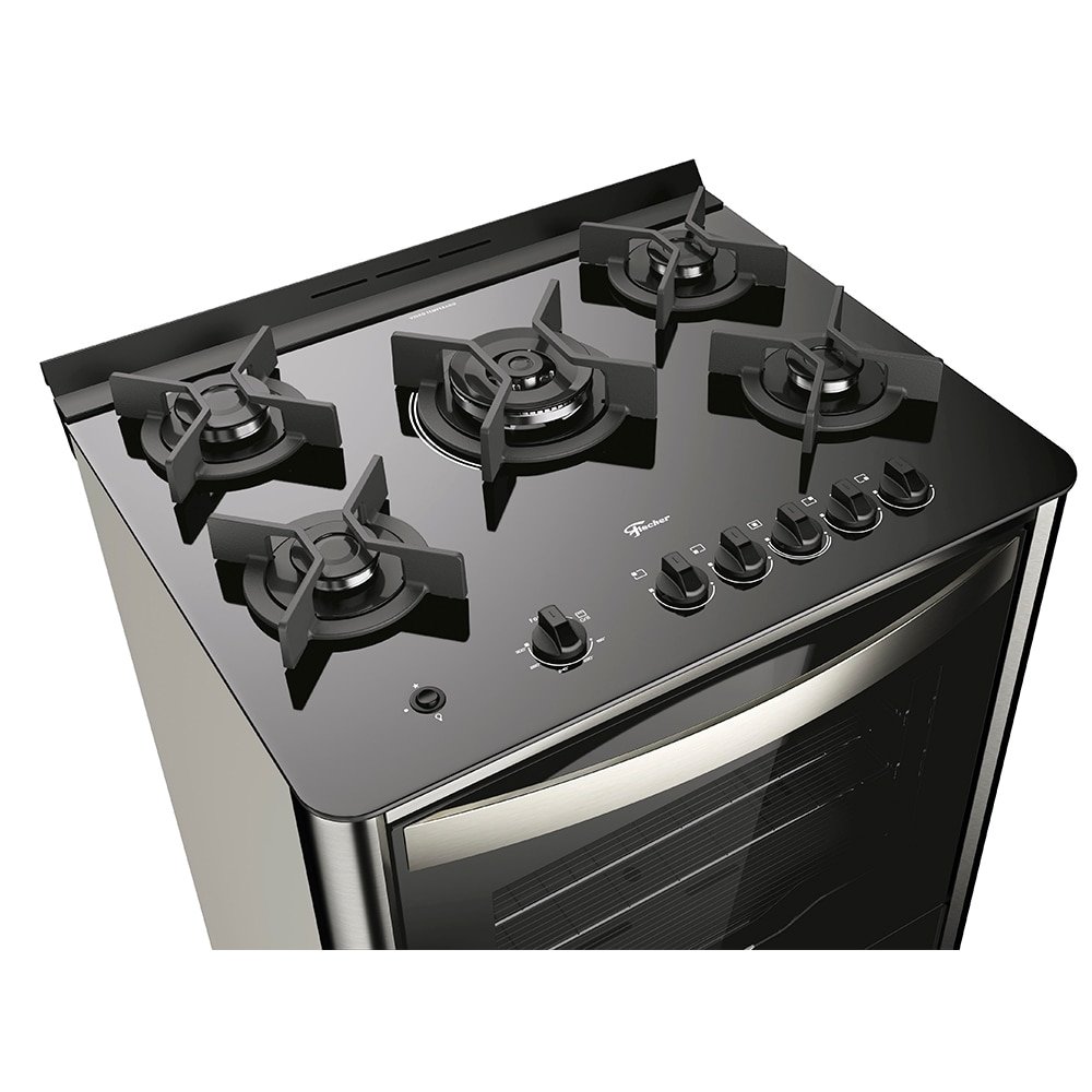 Fogão de Piso Fischer 5 Bocas Gran Cheff, Inox, 220V