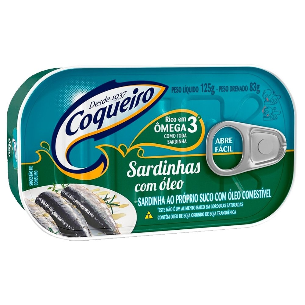 Sardinha Coqueiro com Óleo 125g - Embalagem com 54 Unidades