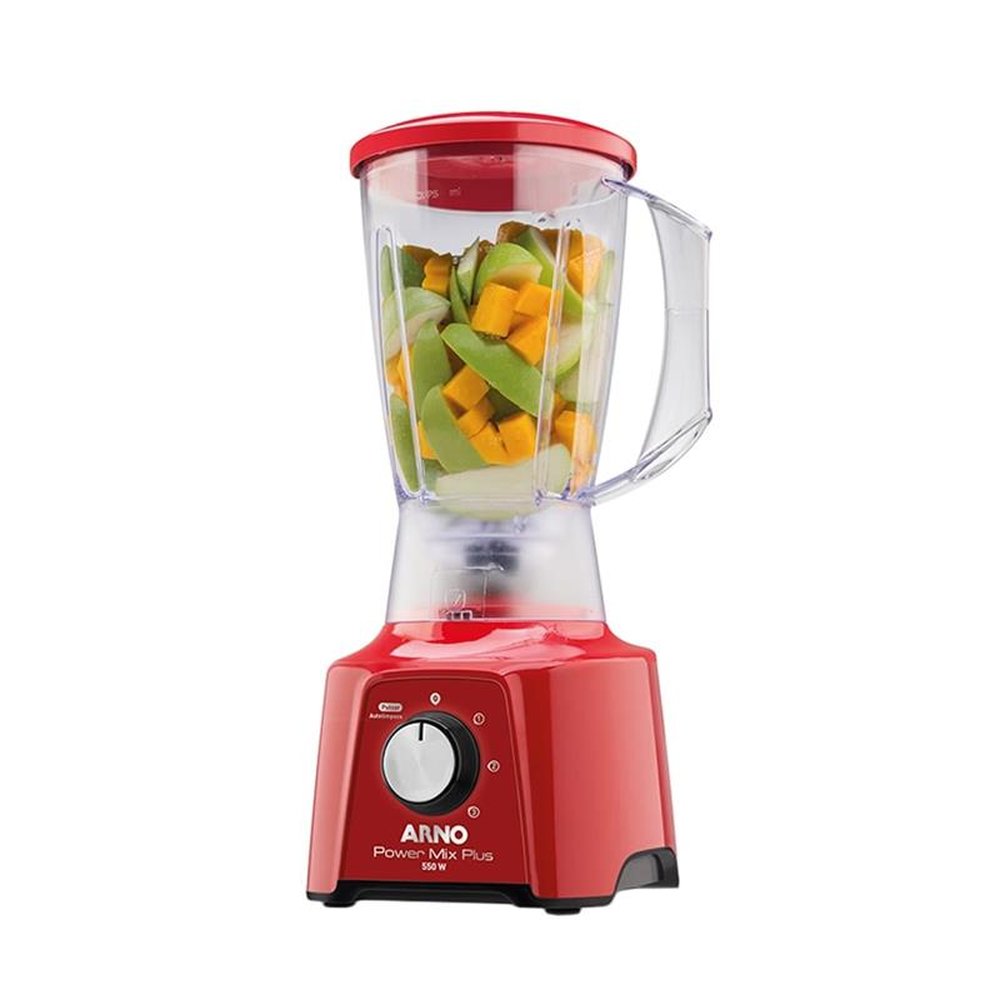 Liquidificador Arno Power Mix LQ21 | Copo de SAN Cristal e 03 Velocidades + Pulsar, 550W, Vermelho, 220V