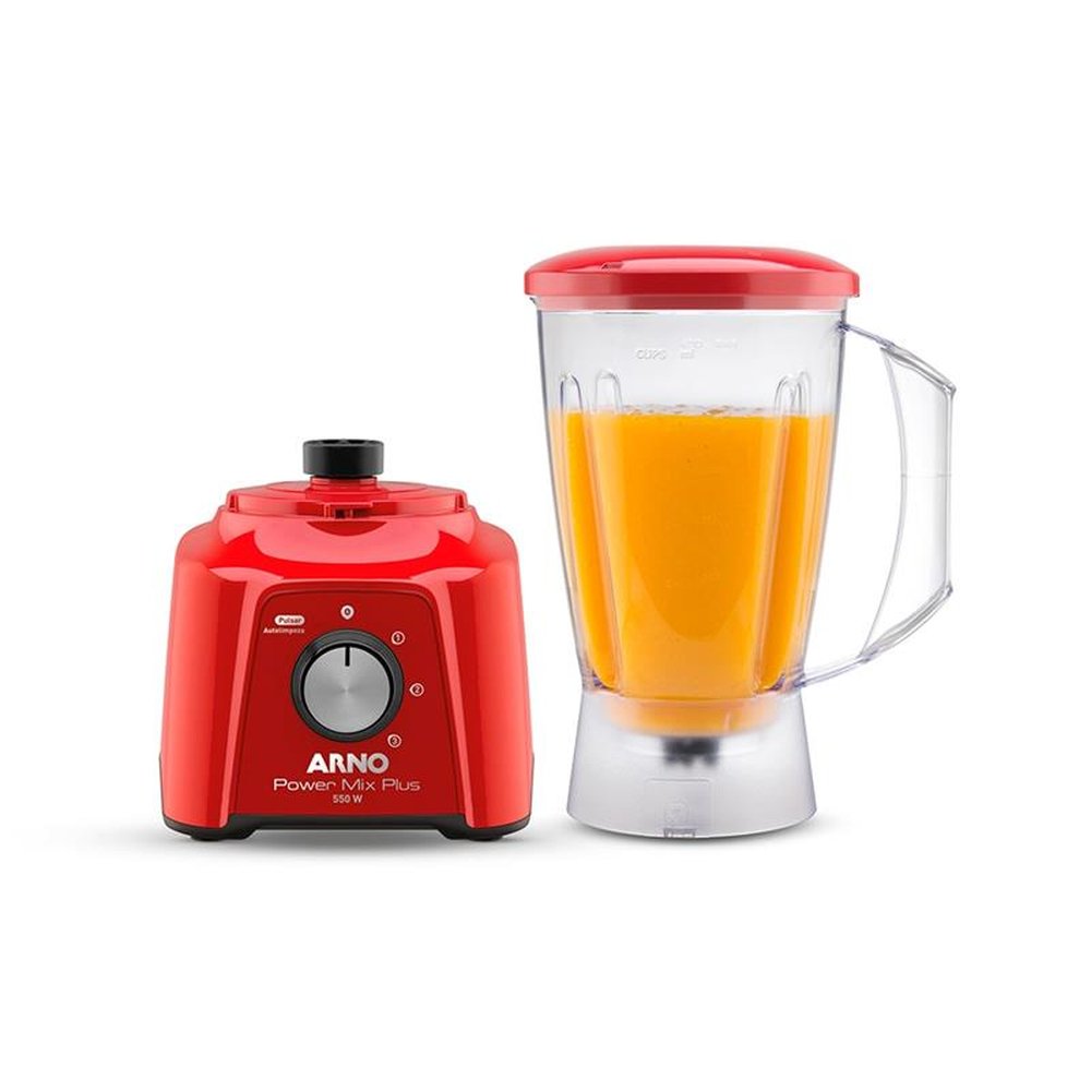 Liquidificador Arno Power Mix LQ21 | Copo de SAN Cristal e 03 Velocidades + Pulsar, 550W, Vermelho, 220V