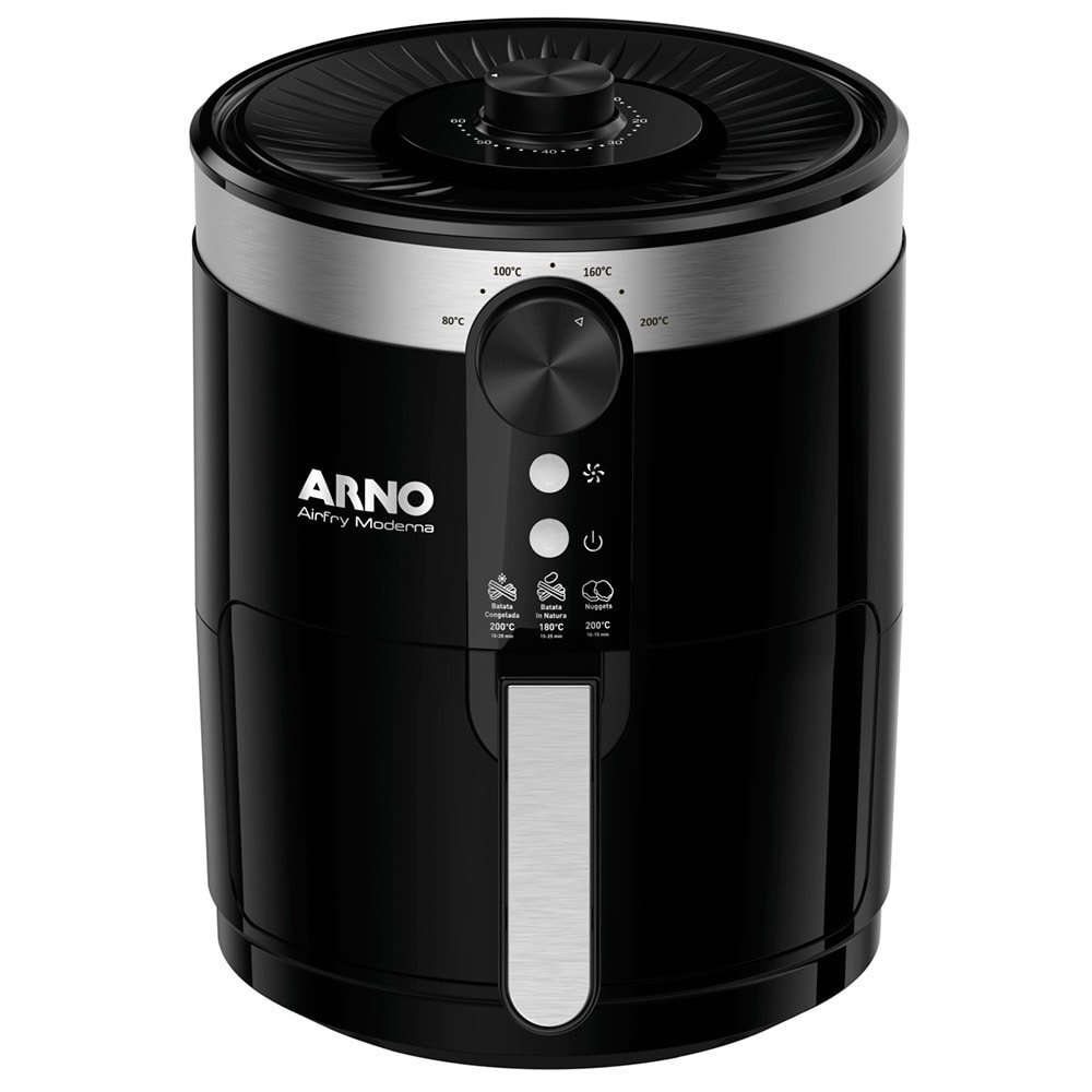 Fritadeira sem Óleo Arno Air Fryer Moderna PFRY | Cesta, 3,5 Litros, Preto/Inox, 110V