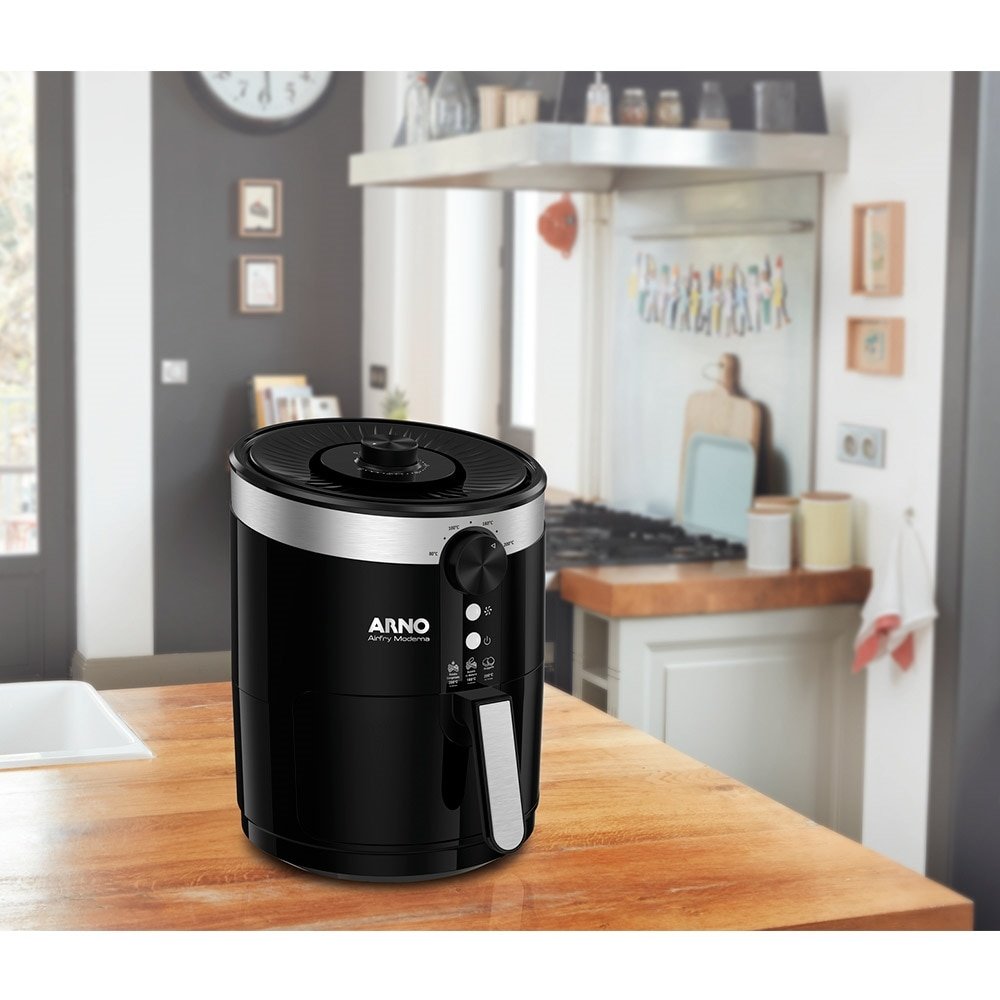 Fritadeira sem Óleo Arno Air Fryer Moderna PFRY | Cesta, 3,5 Litros, Preto/Inox, 110V