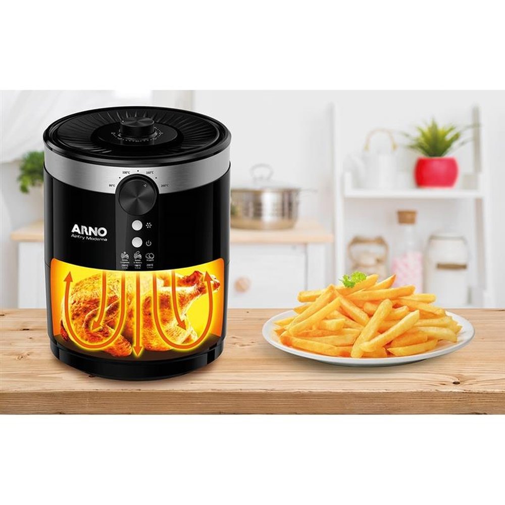 Fritadeira sem Óleo Arno Air Fryer Moderna PFRY | Cesta, 3,5 Litros, Preto, 220V