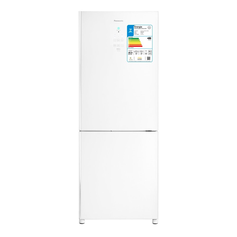 Geladeira/Refrigerador Panasonic 425 litros NR-BB53 Frost Free, 2 Portas, Tecnologia Inverter Glass, Branco, 110V