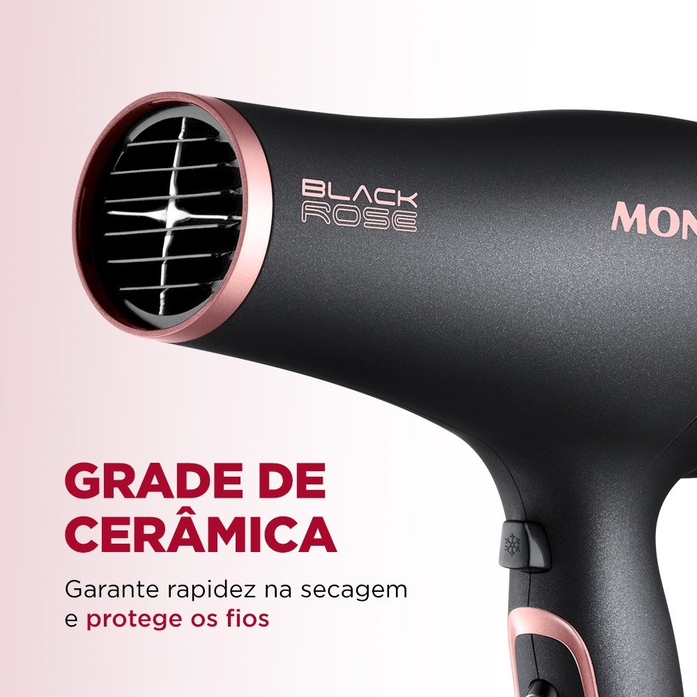 Secador de Cabelos Mondial Black Rose Line SC-37 com 2 Velocidades e 3 Temperaturas 2000W 110V