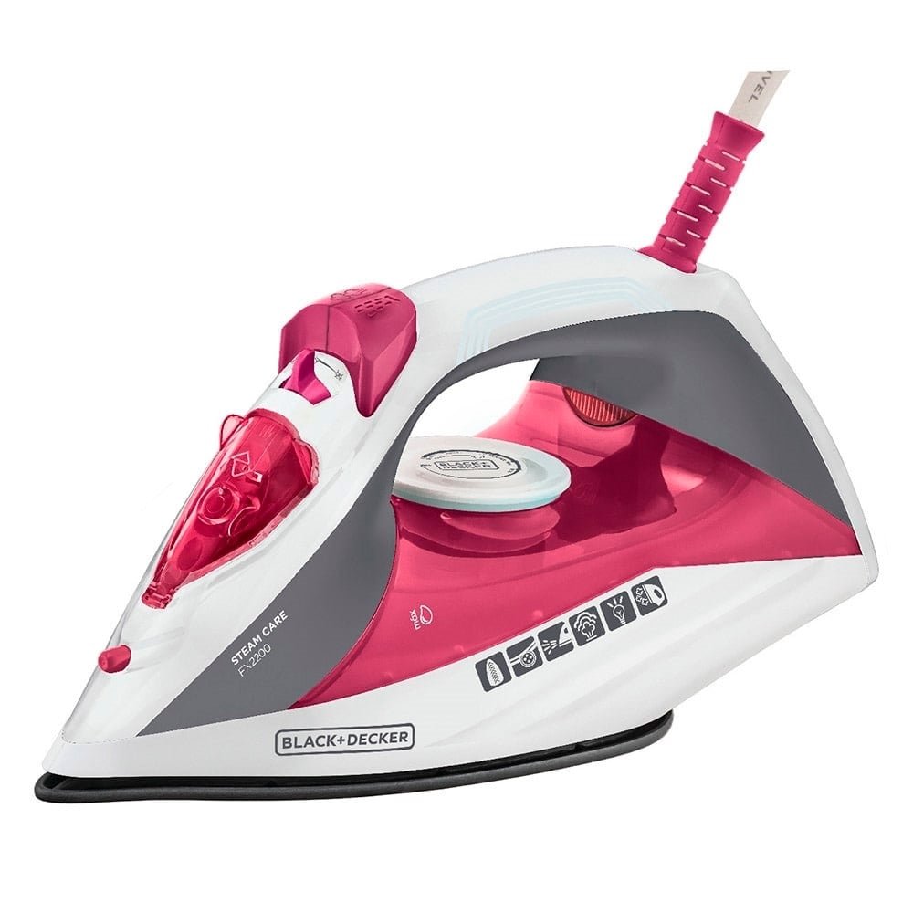 Ferro de Passar a Vapor Black & Decker FX2200 - com Base Antiaderente Rosa 110V