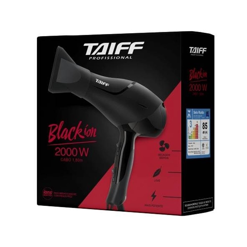 Secador de Cabelo Taiff Black Íon 2 Velocidades 4 Temperaturas 2000W 110V