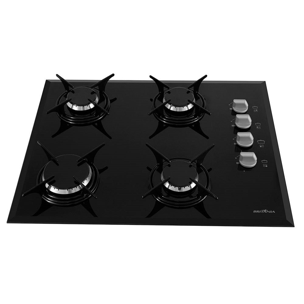 Cooktop a Gás 4 Bocas Britânia BCT4P, Preto, Bivolt