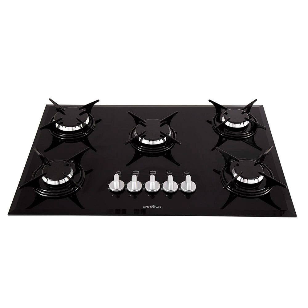 Cooktop a Gás 5 Bocas Britânia BCT5P, Preto Bivolt