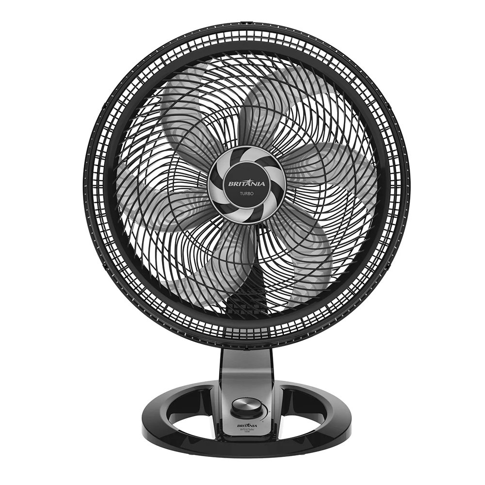 Ventilador de Mesa Britânia BVT510P Turbo, 50cm, 3 Velocidades, Preto 220V