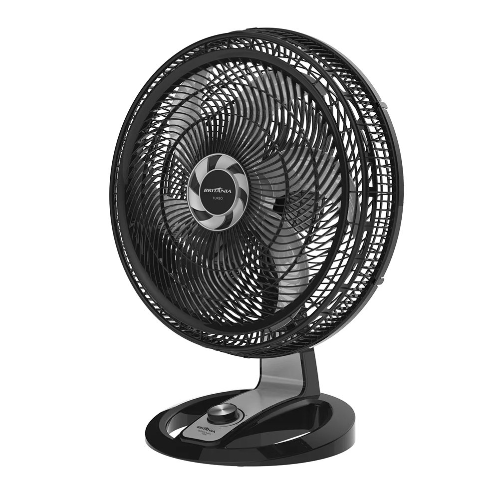 Ventilador de Mesa Britânia BVT510P Turbo, 50cm, 3 Velocidades, Preto 220V