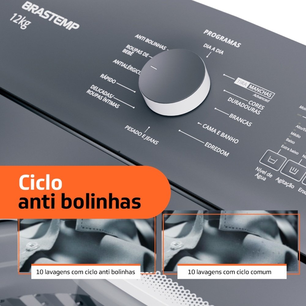 Máquina de Lavar Roupas 12Kg Brastemp BWK12AB - com Ciclo Edredom, Ciclo Antibolinha e Tira Manchas Advanced, Branco, 220V