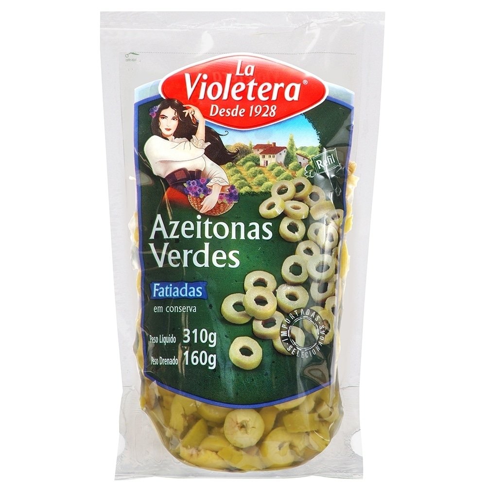 Azeitona La Violetera Verde Fatiada 160g Embalagem com 24 Unidades