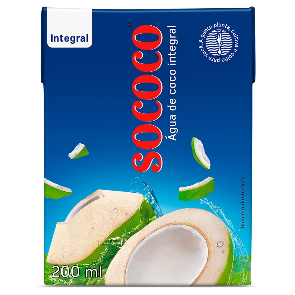 Água de Coco Sococo 200ml - Embalagem com 24 Unidades