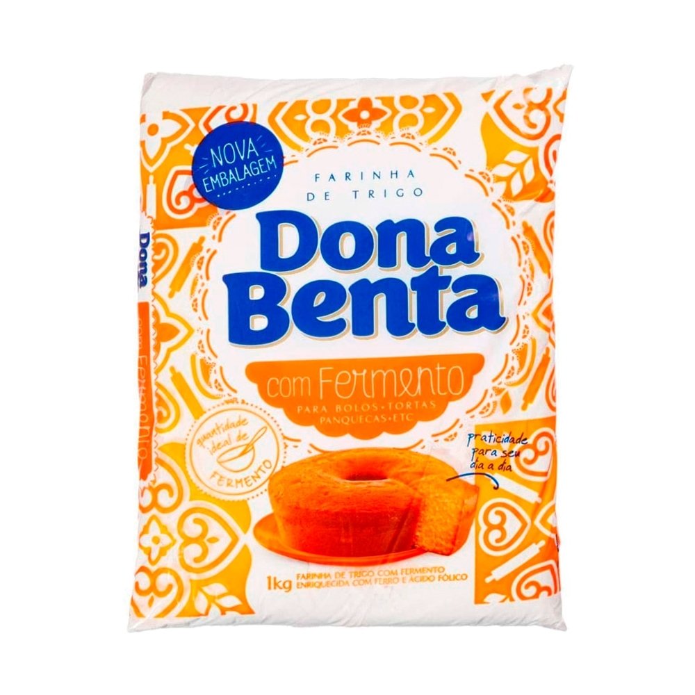 Farinha de Trigo Dona Benta com Fermento 1kg - Embalagem Plástica com 10 Unidades