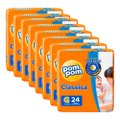 Fralda Descartável Pom Pom Clássica Jumbo Tamanho G - 8 Pacotes com 24 Fraldas - Total 192 Tiras