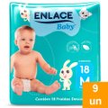 Fralda Descartável Enlace Baby Jumbinho Tamanho M - 9 Pacotes com 18 Fraldas - Total 162 Tiras