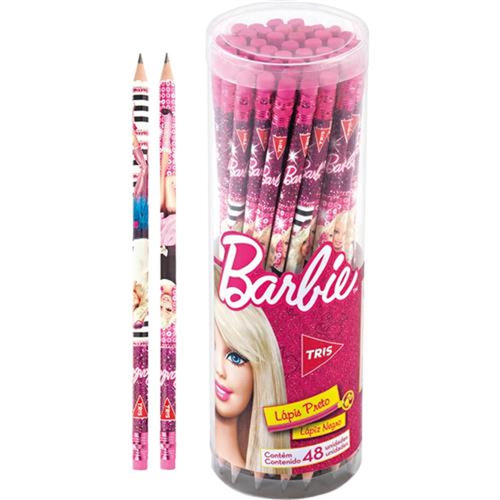 Lápis Barbie Preto c/ Borracha Tris - Embalagem com 48 unidades