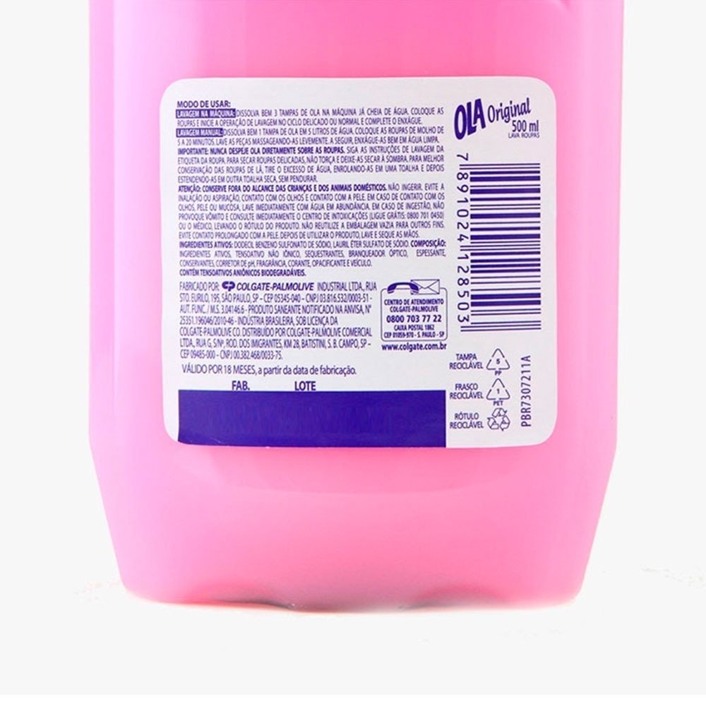 Sabão Líquido Ola Original 500ml Embalagem com 12 Unidades