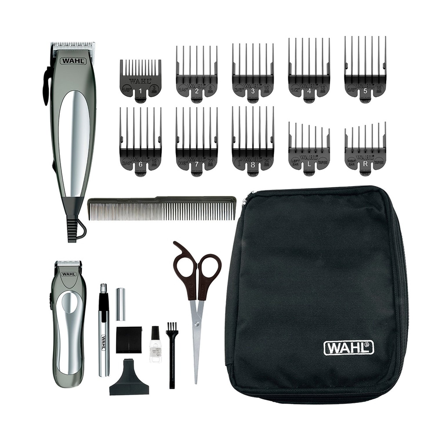 Kit Máquina de Cortar Cabelo Wahl +Aparador de Pêlos de Luxe Groom - Pro com 8 Pentes de Corte 220V